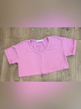 Altar'd State Rose Pink Ribbed Crop Top